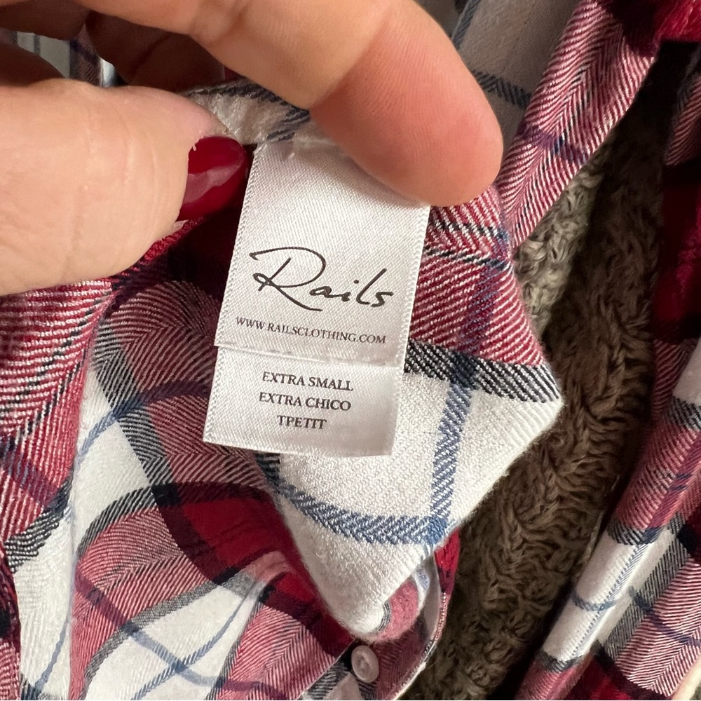 RAILS Classic Plaid Button Front Flannel Shirt in Red, White, and Blue, XS - Picture 12 of 14